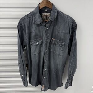Rafters C Western Shirt Mens Large Gray Pearl Snap Cowboy Button Up NWOT